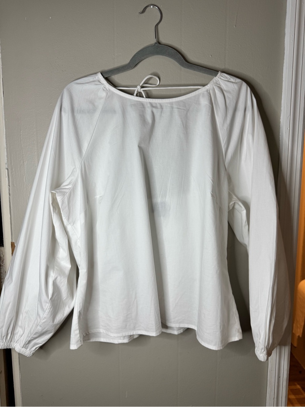 J. Crew Organic Cotton Women’s White Long-Sleeve Tie-Back Top Size 18